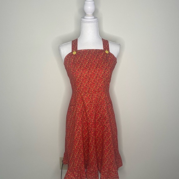 Handmade Red Floral Fit & Flare Sundress with Crisscross Back. XXS Y2K - Picture 1 of 9